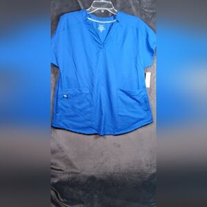 Cuddl Duds Vibrant Blue Scrub Top Size S. 6 pockets